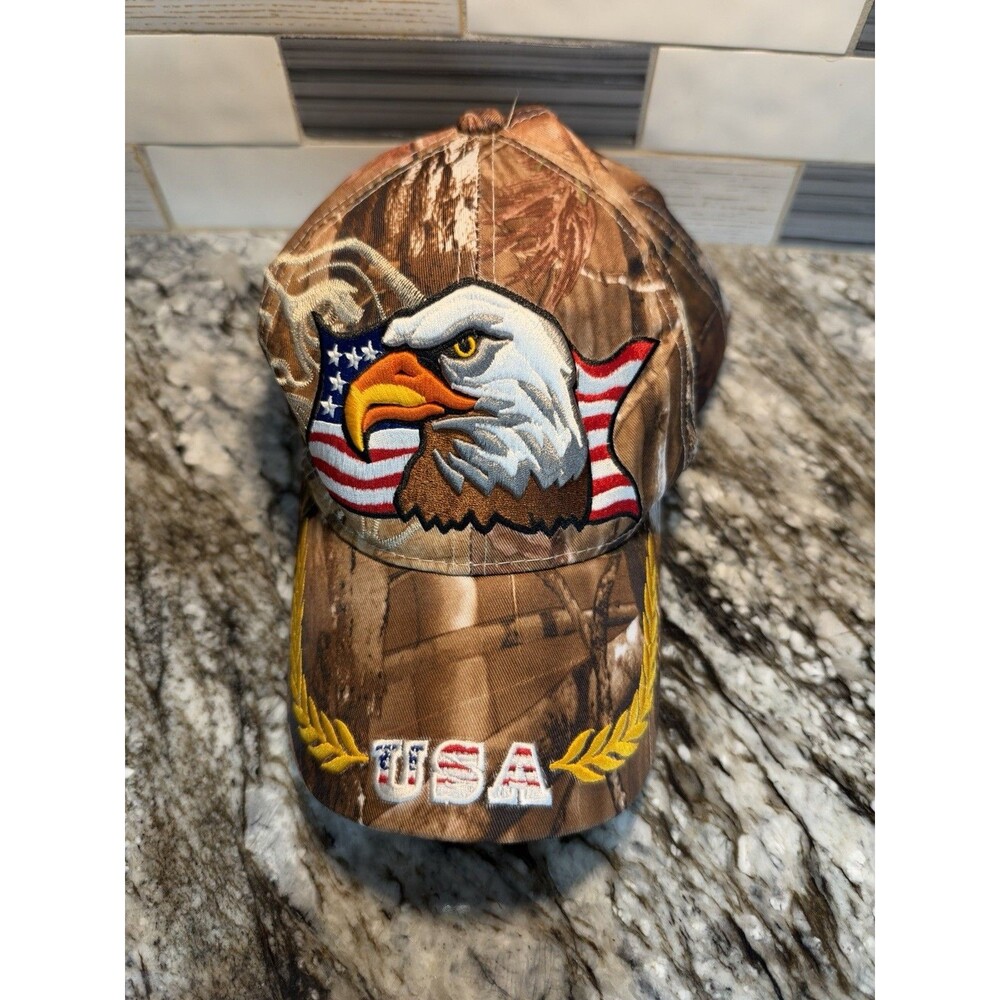 American USA Flag Bald Eagle Camouflage Camo Hat Cap Hunting Patriotic